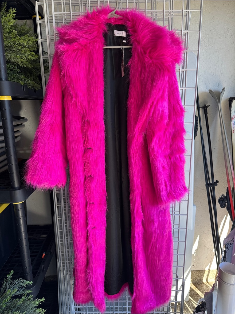Fuchsia Faux Fur Long Coat - Unbranded